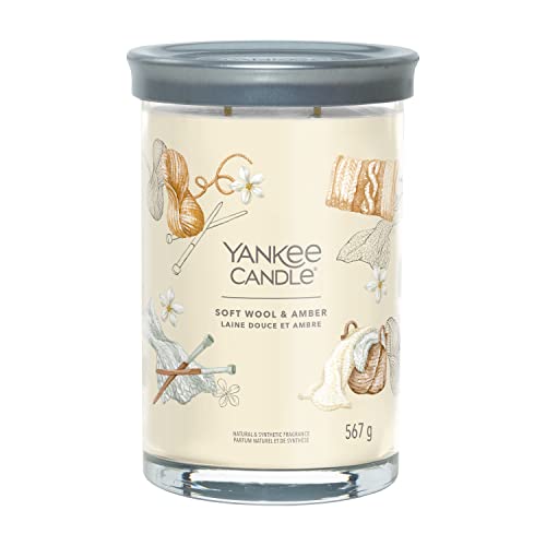 Yankee Candle Signature Candela Profumata, Lana Morbida E Ambra In Tumbler Grande, Candele Di Miscela Di Cera Di Soia Lunga Durata, Regalo Per Le Donn