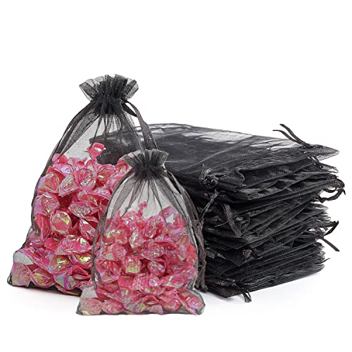 Sacchetti In Organza Neri 7 X 9 Cm, Piccoli Sacchetti Regalo In Organza, Sacchetti Per Caramelle, Sacchetto A Rete Con Coulisse Per Matrimonio, Comple