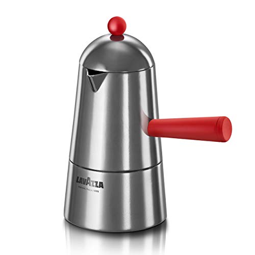 Ilsa Caffettiera Espresso Carmencita Pop, Alluminio, Induzione, Manico E Pomolo Rosso, Capacità 20 Cl, Tazze 3