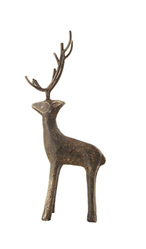 Creative Co-Op Statuette E Statuette Di Cervo In Ghisa, 29,8 Cm, Colore Nero