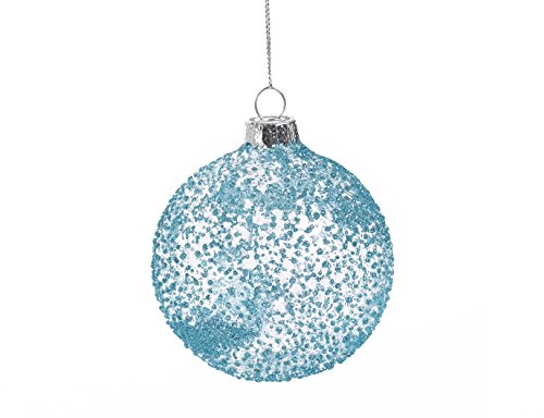 Paben Set Di 6 Pezzi Palla Di Natale In Vetro Graniglia Celeste, Cm. 8, By