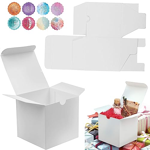 Avigis 50 Pezzi 10X10X10Cm Scatole Per Cupcake Bianche, Mini Scatole Bianche Per Cupcake, Scatole Regalo Di Carta Kraft,Scatole Vuote, Scatole Di Cart