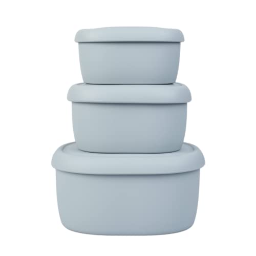 Blue Ginkgo Set Di Contenitori Per Alimenti In Silicone – Contenitore Per Alimenti Ermetico Riutilizzabile Con Coperchio – Scatole Per Pranzo E Bento