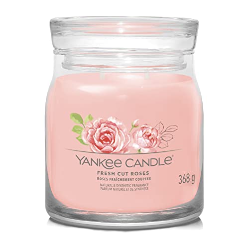 Yankee Candle Candela Profumata Firmata | Candela In Barattolo Di Rose Tagliate Fresche Con Doppio Stoppino | Candela In Miscela Di Cera Di Soia | Reg