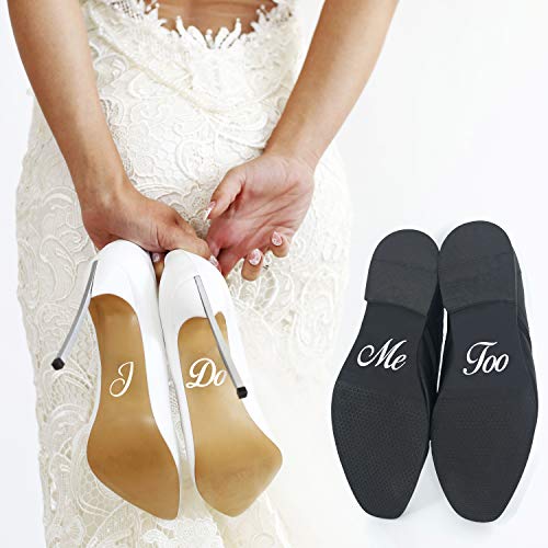 P015 - Set Di Adesivi Per Scarpe Con Scritta "I Do" E "Me Too" Per Sposi E Sposi, Adesivi Per Scarpe (Bianco)