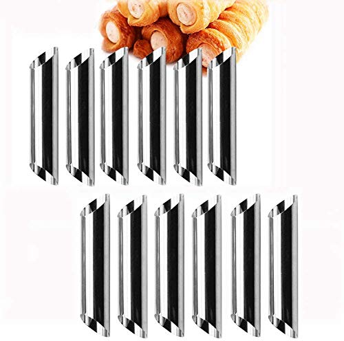 Set Di 12 Teglie Per Cannoli Teglia Da Forno In Corno Di Acciaio Inossidabile Stampi/Tubi Rotolo Di Crema Torta Pasticceria Teglia Da Forno A Spirale