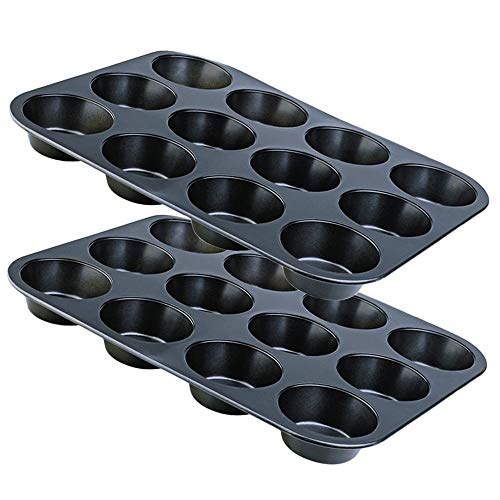 Space Home - 2X Stampo Da Forno Per Muffin E Cupcake - Teglia Da Forno Rettangolare - Teglia Per Muffin Da Forno - Stampi Per Muffin Acciaio - Set Di