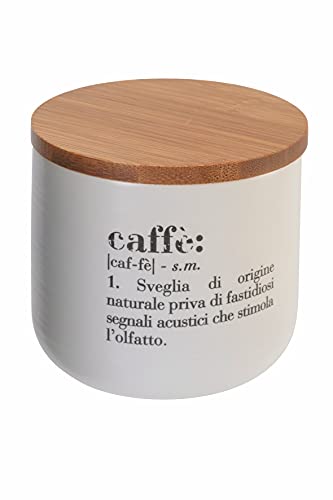 Villa D’Este Home Tivoli Victionary Shades Barattolo Caffè 500 Ml In Bone China Con Coperchio In Bamboo, Bianco, Misure: Ø 9,5 X H. 9 Cm Capacità: 500