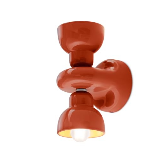Applique Berimbau 2 Luci Decò In Ceramica Made In Italy C2601 Arancione Pokè