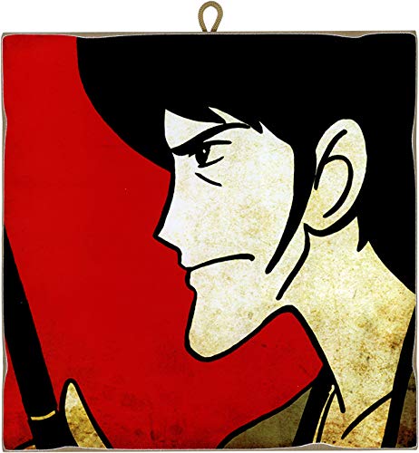 Kustom Art Quadro Quadretto Stile Vintage Serie Fumetti Lupin Iii Goemon Stampa Su Legno 15X15 Cm