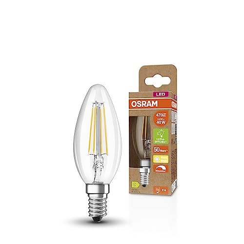 Osram Lampada Led Superstar+ Classic B Fil 40, E14, Candela, 2.9W, 470Lm, 2700K, Luce Bianca Calda, Dimmerabile, Filamento Led, Basso Consumo Energeti