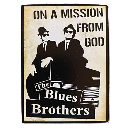 Kustom Art Calamita (Magnete) Serie Attori Famosi Blues Brothers Stile Vintage Per Frigorifero/Garage/Bar Stampa Su Legno 10X6 Cm