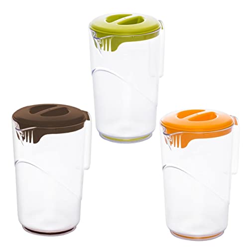 Ecoplast | Caraffa In Plastica Con Coperchio, Brocca Da 1,5Lt In Colori Assortiti Verde/Rosso/Tortora/Mandarino, Made In Italy