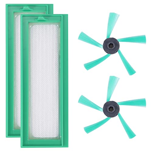 Qezodsx 2 Pz/Robot Aspirapolvere Ricambi Per Vorwerk Folletto Vr200 Vr200 Sostituzione Filtro Hepa + 2 Spazzole Laterali