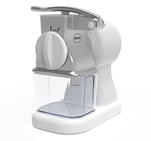 Rgv Robusta Junior Grattugia Elettrica Per Formaggio, Rullo In Acciaio Inox, Tramoggia In Alluminio, Contenitore Estraibile Con Coperchio Salvafresche