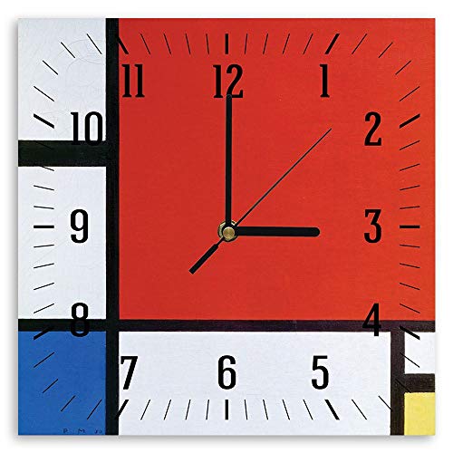Legendarte - Orologio Murale - Composizione Ii In Rosso, Blu E Giallo - Piet Mondrian - Decorazione Da Parete Cm. 30X30