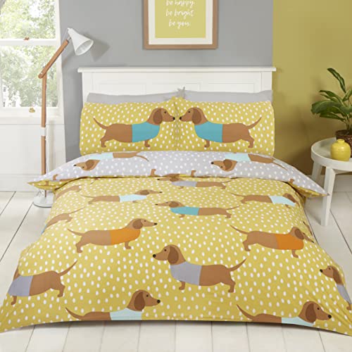 Rapport Home Furnishings Dolly-Set Copripiumino Con Bassotto Singolo, Policotone, Ocra