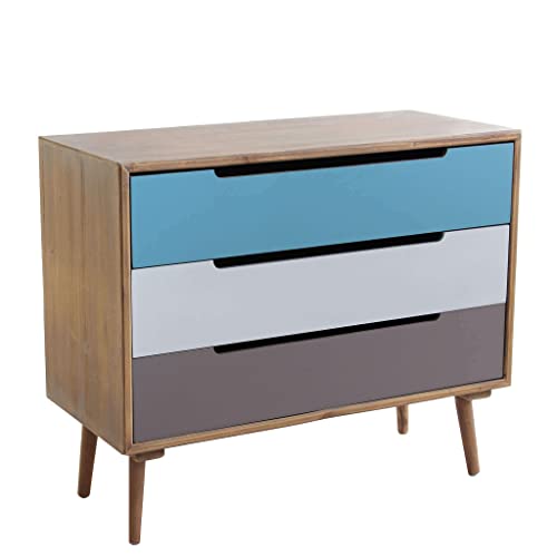 Milani Home Mobile 3 Cassetti 80 X 35,5 X 66,5 Per Interno Camera Cameretta Salotto Ingresso Cucina