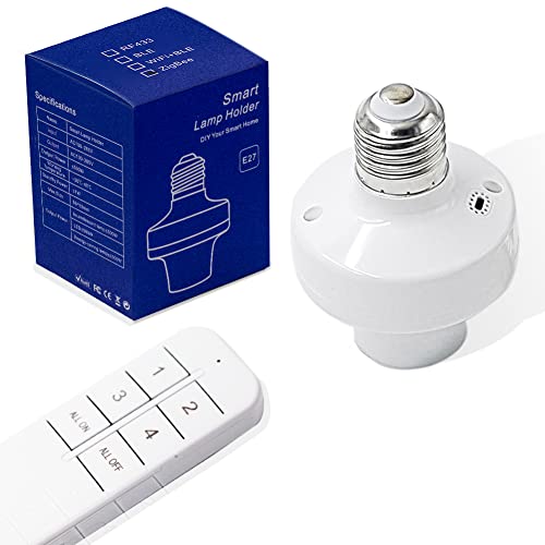 Ewelink Portalampada E27 Con Telecomando,Zigbee Lampada Presa Wireless Base Lampadina 230V 220V, Kit Interruttore Luce Compatibile Con Il Controllo Vo