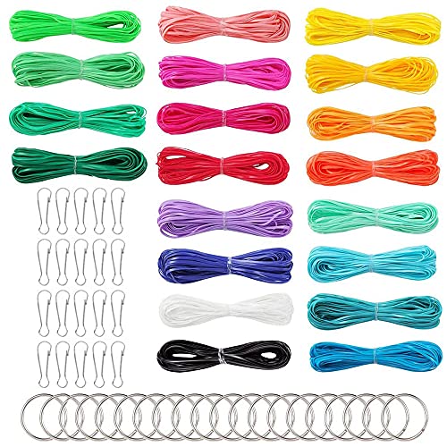 Qanye 20 Pacchi Scoubidou, Corde Scoubidou, Scooby Doo Fili, Fili Scooby Doo, 20 Colori, Con 20 Bottoni Automatici E 20 Anelli Portachiavi, Per La Pro