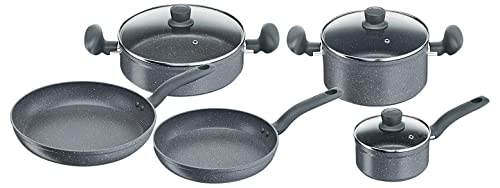 Lagostina Antea Set Di Pentole E Padelle Antiaderenti, 8 Pezzi, Batteria Di Pentole Con 2 Casseruole, 2 Padelle, Tegame, 3 Coperchi In Vetro, Rivestim
