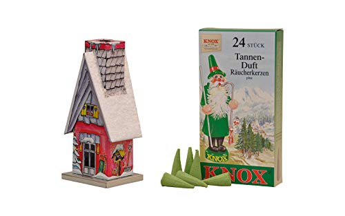 Knox Set Di Casette Per Affumicatura, In Metallo, Diverse Varietà, Con 24 Coni Di Incenso, Profumo Di Abete Nella Taglia M (Capanna Invernale)