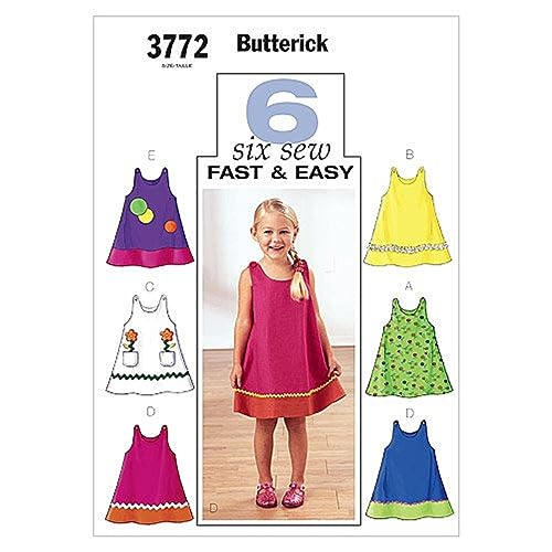 Butterick, Cartamodelli Per Vestito Bambina, 6 Varianti, Istruzioni In Inglese