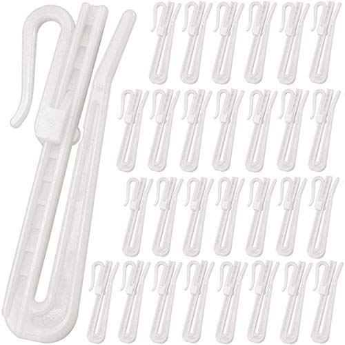 Fiyuer 50 Pezzi Ganci Per Tende Bianca, Ganci Tende In Plastica Regolabili In Altezza, Clip Per Tende Per Tenda Di Finestra Della Porta Doccia 7 Cm