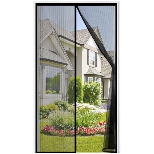 Auxmir Zanzariera Magnetica 90 X 200Cm, Tenda Zanzariera Porta Ingresso Cortile, Anti Insetti Traspirante Chiusura Automatica Con Rete Fine, Nero