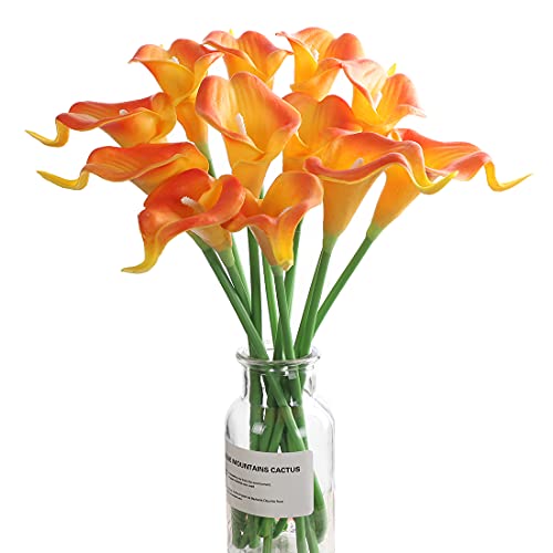 Huaao 12Pcs Calla Artificiali In Lattice Arancio Vero Tocco Realistic Calla Fiori Finti Per Finte Calle Bouquet Sposa Decorazione Nozze Matrimonio, An