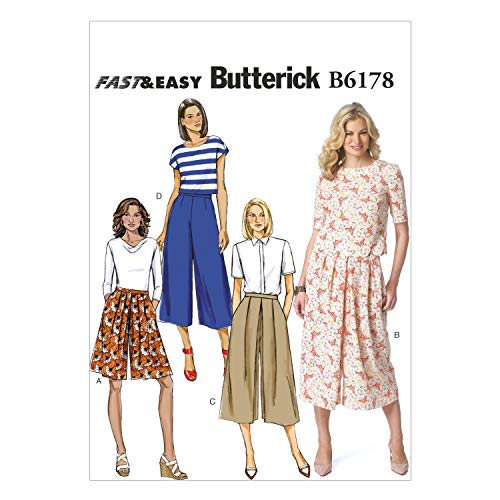 Butterick Patterns 6178 A5 - Cartamodello Per Pantaloni Da Donna, Taglie: Uk 6-8 - 10-12 - 14 (Eu 40-48)