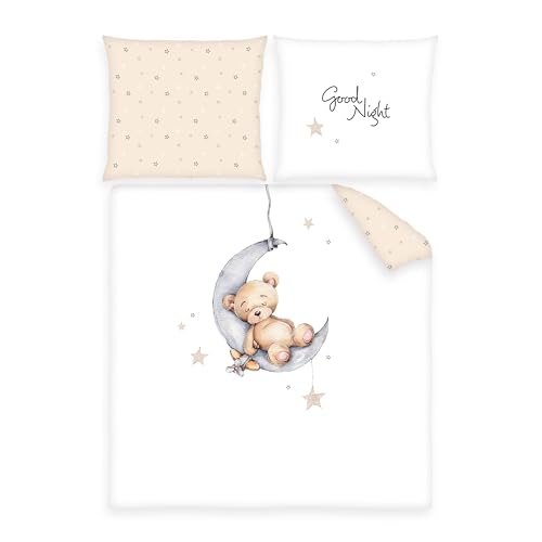 Herding Biancheria Da Letto Per Culla Con Orsetto, Federa 35 X 40 Cm Con Fodera Hotel, Copripiumino 80 X 80 Cm Con Fodera Hotel, 100% Cotone, Renforcé