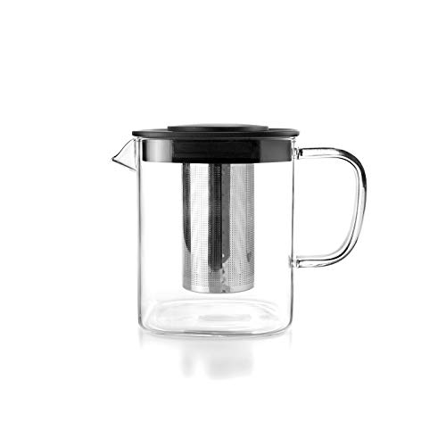 Ibili Bollitore Con Filtro Square, 1 Litro, Borosilicato E Acciaio Inox 18/10