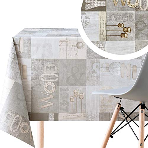 Kp Home Tovaglia Cerata 200X140 Effetto Legno Rustico Tovaglia Plastificata Rettangolare Industriale Grigio Tovaglia Pvc Lavabile Vinile Incerata Tavo