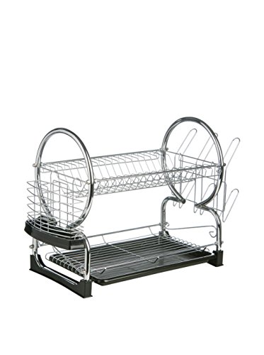 Premiere Housewares 509585 Scolapiatti 2 Livelli Con Nero Rimovibile Vassoio Gocciolamento