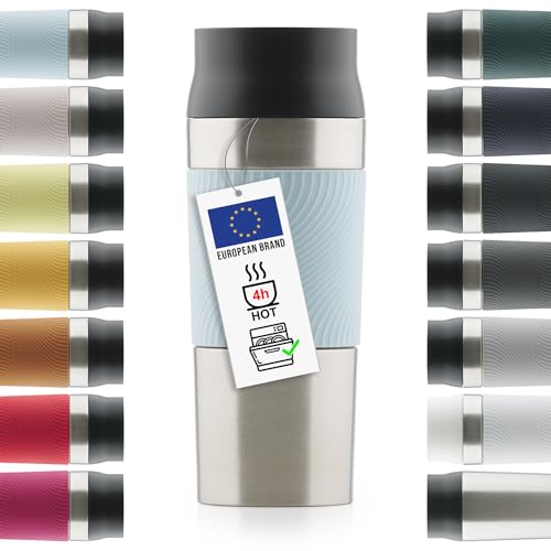 Blumtal Tazza Termica Caffe Da Viaggio, Travel Mug Con Chiusura Ermetica Per Bevande Calde 4 Ore E Fredde 8 Ore, Azzurro, 350Ml