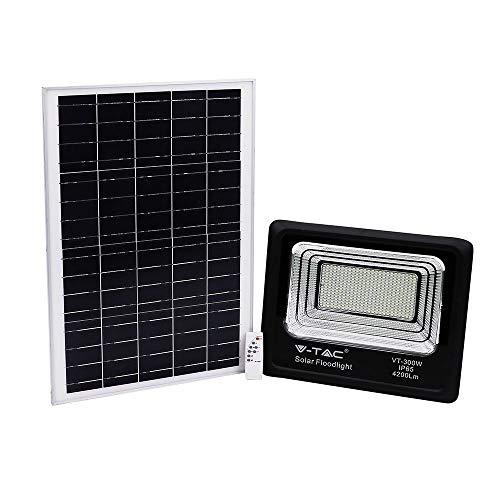 V-Tac Faro Led Da Esterno - Faro Con Pannello Solare Da 20W - Flusso Luminoso Da 1650 Lm - Luce Bianco Naturale