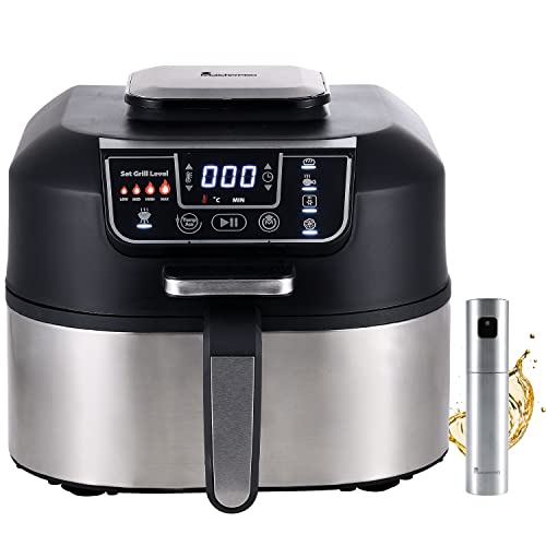 Masterpro Smokeless Grill | Kit Robot Di Cucina Di 1760 W Di Potenza E Olio Spray | 5 Funzioni | Friggitrice Ad Aria | Friggitrice Senza Olio, Forno E
