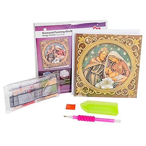 Ideen Mit Herz - Biglietto D'Auguri Diamond Painting, 16 X 16 Cm, 370 G/M², Con Busta E Attrezzi, Motivo Sacra Famiglia