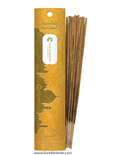 Fiore D'Oriente Sandal Traditional And Natural Incense 10 Sticks, Honey, Hand Rolled