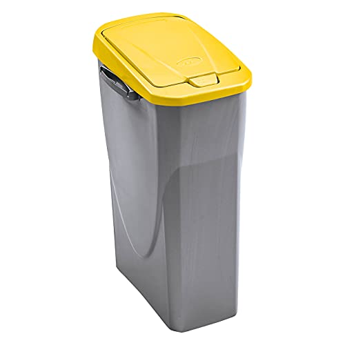 M-Home Ecobin - Pattumiera Per Il Riciclaggio, Con Sistema Di Aggancio Connect Ready, Plastica, Grigio/Giallo, 25L