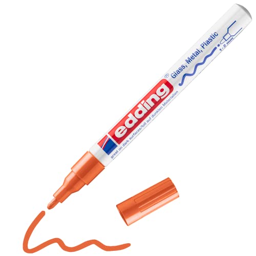 Edding 751 Marcatore A Vernice Lucida, Arancione, 1 Pennarello, Punta Rotonda 1-2 Mm, Pennarello Indelebile Per Vetro, Pietra, Legno, Plastica, Carta,