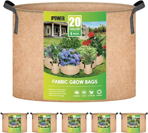 Ipower Growth Bags Non Tessuti Vasi Contenitore Di Aerazione, Tessuto, Nero, 20 Galloni
