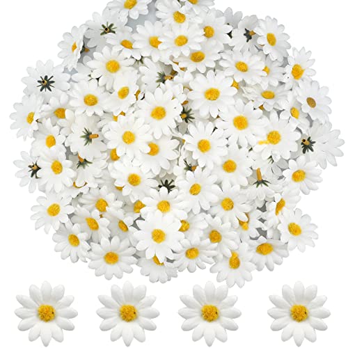 Zozomaiy 100Pcs Teste Di Fiori Artificiali Di Gerbera, 4 Cm Margherita Di Seta, Petali Di Gerbera Finti Bianchi Per Feste, Matrimoni, Tavolo Sparsi, C