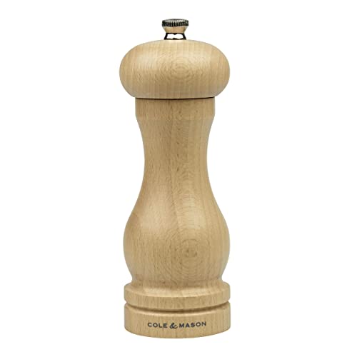 Cole & Mason Ha0624P Beech Capstan Macina Pepe, Legna Leggera, Precision+, Macinatura Regolabile, Legno Di Faggio Naturale, 165Mm, Include 1 X Mulino