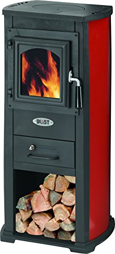 Stufa A Legna 7Kw Rossa Acciaio Riscaldamento Ambienti Calore Casa Ekonomik Lux