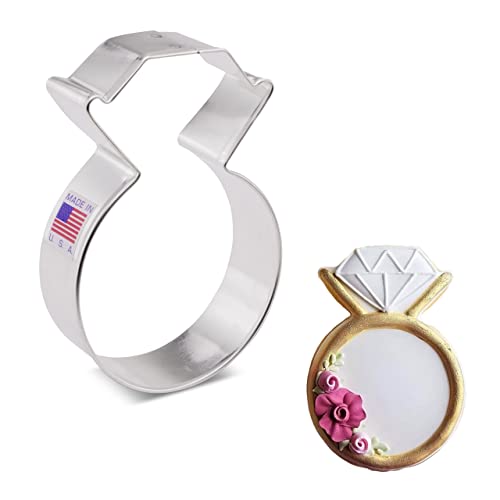 Formina Per Biscotti Stampo A Forma Di Anello Nuziale Di Fidanzamento Con Diamante 9,5 Cm, Prodotto Negli Stati Uniti Da Ann Clark
