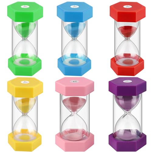Clessidra Timer Set,6 Pezzi Timer A Clessidra, Colorata Timer Di Sabbia 1 Min 3 Min 5 Min 10 Min 15Min 30 Min Orologi A Clessidra, Timer Da Cucina Per