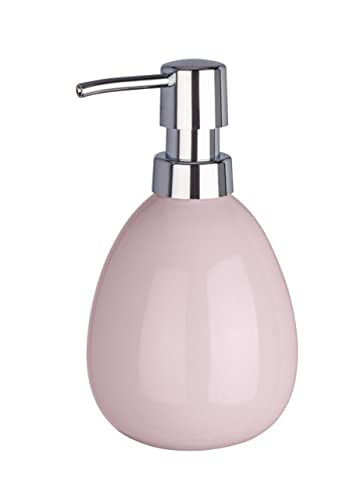 Wenko Dispenser Sapone Polaris Rosa Pastello Ceramica Capacità: 0.39 L, Ceramica, 9.5 X 16 X 9 Cm, Rosa