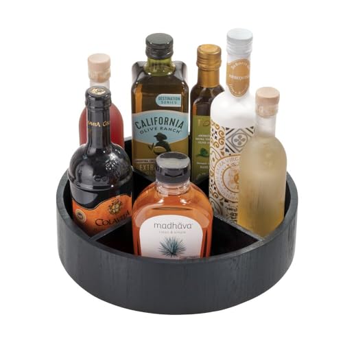 The Home Edit By Idesign Contenitore Girevole Lazy Susan Da 30,5 Cm Con Divisorio Rimovibile, Legno Paulonia Nero